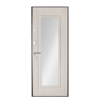Дверь входная Дверной континент, 860х2050х70 мм, с зеркалом, левая, серебристый антик/сандал светлый Дверь входная Дверной континент, 860х2050х70 мм, с зеркалом, левая, серебристый антик/сандал светлый