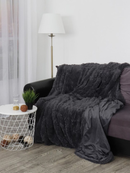 Плед искусственный мех длинный ворс 220*240см темно-серый 19-3918 TF F072DKGY Buenas Noches *1 *