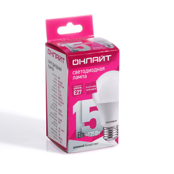 Лампа светодиодная ОНЛАЙТ, Е27, груша A60, 15 Вт, 1350 Лм, 6500 К, холодный белый