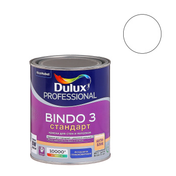 Краска акриловая для стен и  потолков 1 л BINDO 3 База BW  моющаяся глубокоматовая *1