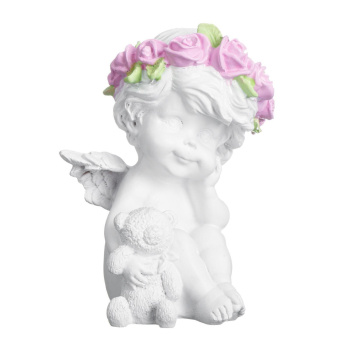 Фигура "Ангелочек с медведем" белый 9х9х13см   3865137