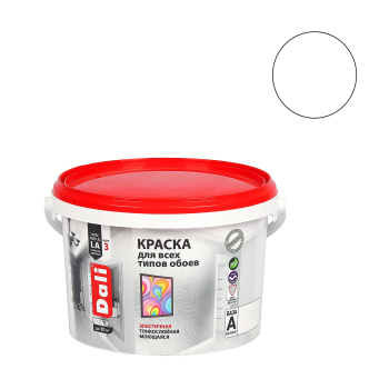 Краска акриловая 2.5 л для обоев DALI, белая база А, матовая, моющаяся