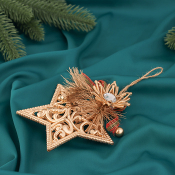 Украшение ёлочное "Звезда с цветком" 12х12 см, золото  10514162