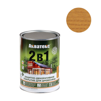 Защитно-декоративное покрытие 0.8 л для древесины АКВАТЕКС 2 в 1, алкидное, дуб