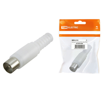 Штекер TV антенный пласт., без пайки, белый TDM SQ1809-0008 *10/100