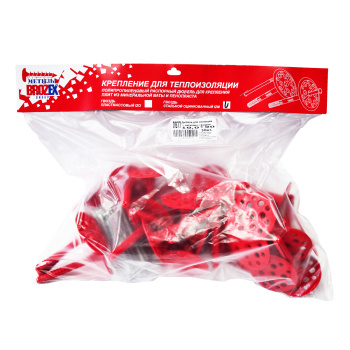 Дюбель для теплоизоляции 10х90 мм BROZEX IZM, металлический гвоздь, красный, 30 шт.