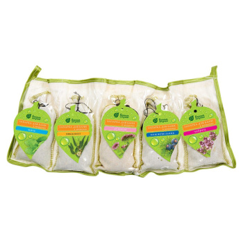 Набор запарок д/бани в сумочке 5шт. (мята, эвк, можжев.,чабрец, душица)  "Банные штучки"*1(для розн)