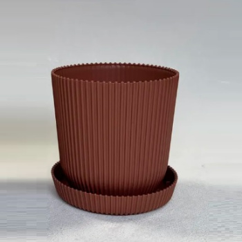 Кашпо пластм. "Gaufre" 1л d верха 115мм h115мм с поддоном Глина 801--17 (Tek.A.Tek) *1/40