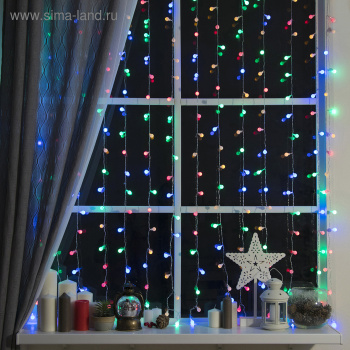 Гирлянда «Занавес» Luazon Lighting, 2х1.5 м, 8 режимов, мульти, шарики, 360 LED, IP20, 220 В