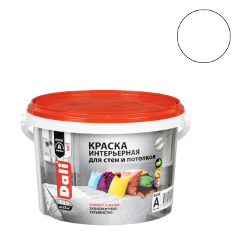 Краска акриловая 2.5 л для стен и потолков DALI, белая база А, глубокоматовая