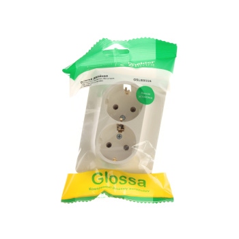 Розетка "Glossa" СП 2-мест. бежевая c/з GSL000224 *1/10