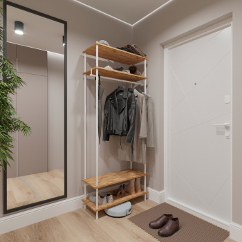 Вешалка напольная "Прихожая 34" "НеШкаф" с 4полками,ш.0,83м,в.2м,гл.0,37м Дер./Бел. ПРНШ 34 Б *1