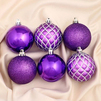 Набор шаров пластик d-6 см, 12 шт "Ларго" фиолетовый 4941738