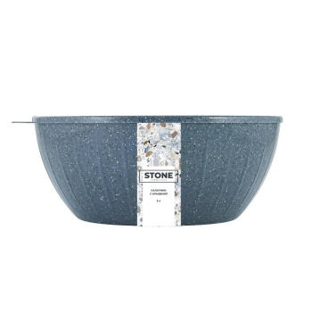 Салатник пластм. "STONE" 5л d281мм с крышкой Темный камень SE186811026 ("Sugar Spice") *1/16