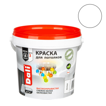 Краска акриловая 0.9 л для потолков DALI, снежно-белая, глубокоматовая