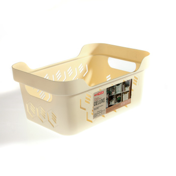 яяяКорзина для хранения пластм. "Deluxe" 4,6л 270x190x120мм Бежевый арт.433280907 ("Бытпласт") *1/14