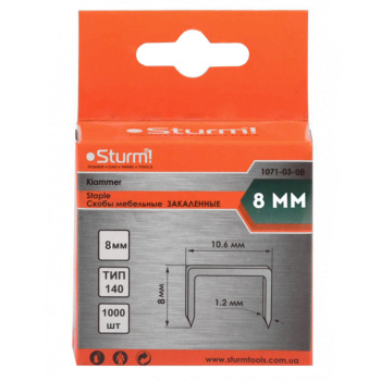 Скоба д/степлера STURM (арт.1071-03-08) тип 140 * 1/20/100 Скоба д/степлера STURM (арт.1071-03-08) тип 140 * 1/20/100