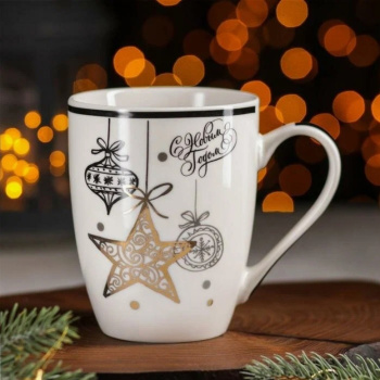 Кружка "Новый год" фарфор. 350мл "Новогодняя звезда" 4274041 "Доляна" *12/48