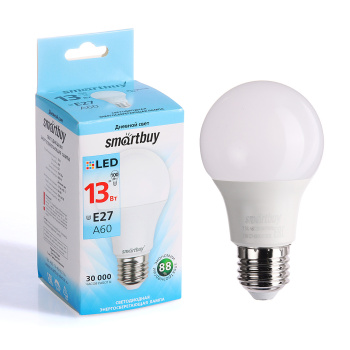 Лампа светодиодная Smartbuy, Е27, груша A60, 13 Вт, 1040 Лм, 4000 К, нейтральный белый Лампа светодиодная Smartbuy, Е27, груша A60, 13 Вт, 1040 Лм, 4000 К, нейтральный белый