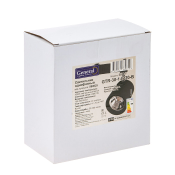 Светильник трековый GENERAL 30Вт 4К 2400Лм черный 1фаза 220В GTR-30-1-IP20-B 580025 *1/16