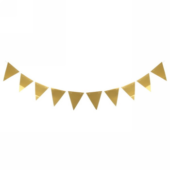Растяжка "Праздничные флажки" 2,5 м 13*17,5 см Глянец, (10 штук), золото