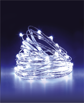 Гирлянда «Нить» Старт, 2 м, фиксинг, белый, 20 LED, IP44, на батарейках