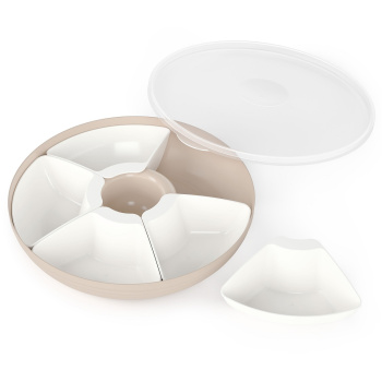 Блюдо пластм. "менажница" "Оазис" d285мм с крышкой М9023  ("Аьлтернатива") *1/9