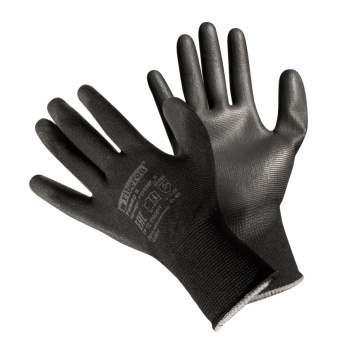 Перчатки рабочие полиэстер, с полиуритановым обливом, Черные, р-р 9(L) PSV036P "Fiberon" *12/120