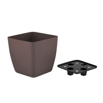 Кашпо пластм. "Vienna"  1,5л 130х130мм h120мм со вставкой Горький шоколоа IG680310011*1/10