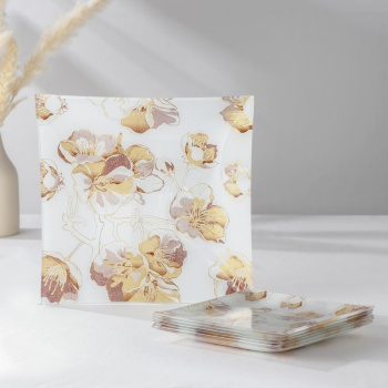 Набор столовый 7 предметов "Золотые цветы" (29,5 см - 1 шт, 19,5 см - 6 шт) 7334464